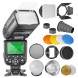 Neewer® nw-565 EXC E-TTL Slave Speedlite Kit für Canon Kameras, inklusive: (1) nw-565 C Flash, Zubehör Kit Torblende, Spotvorsatz, Wabe, Reflektor, Diffusor-Ball, Color Gel, Softbox, Mount Adapter-08